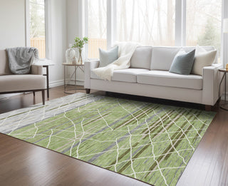 Piper Looms Chantille Stripes ACN1025 Aloe Machine Washable Area Rug Lifestyle Image Feature