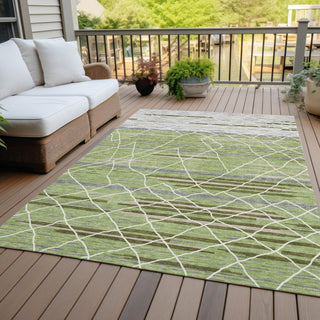 Piper Looms Chantille Stripes ACN1025 Aloe Machine Washable Area Rug Outdoor Lifestyle Image Feature