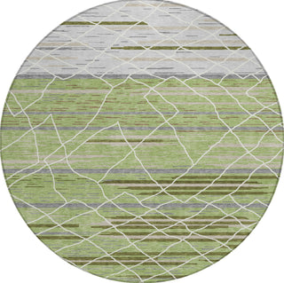 Piper Looms Chantille Stripes ACN1025 Aloe Machine Washable Area Rug Round Main Image