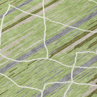 Piper Looms Chantille Stripes ACN1025 Aloe Machine Washable Area Rug Swatch Image