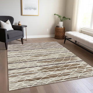 Piper Looms Chantille Stripes ACN1025 Beige Machine Washable Area Rug Lifestyle Image Feature