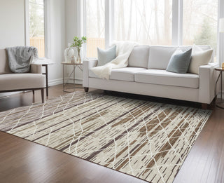 Piper Looms Chantille Stripes ACN1025 Beige Machine Washable Area Rug Lifestyle Image Feature