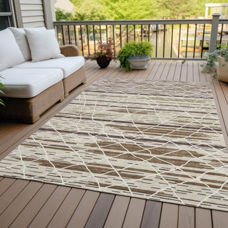 Piper Looms Chantille Stripes ACN1025 Beige Machine Washable Area Rug Outdoor Lifestyle Image Feature