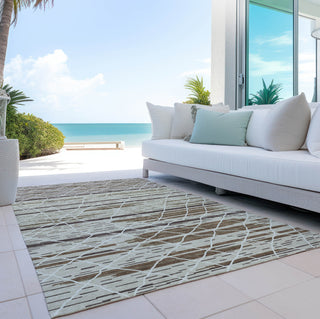 Piper Looms Chantille Stripes ACN1025 Beige Machine Washable Area Rug Outdoor Lifestyle Image Feature