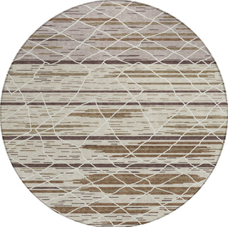 Piper Looms Chantille Stripes ACN1025 Beige Machine Washable Area Rug Round Main Image