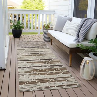 Piper Looms Chantille Stripes ACN1025 Beige Machine Washable Area Rug Runner Outdoor Lifestyle Image Feature
