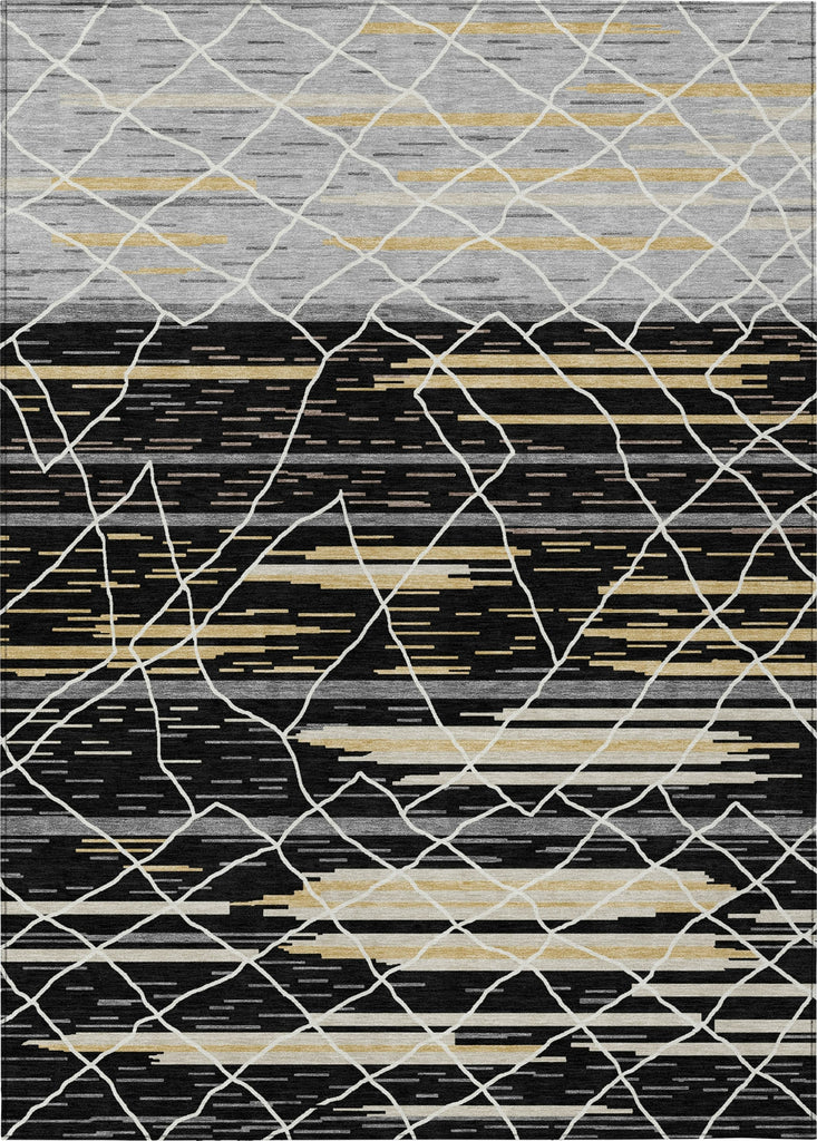 Piper Looms Chantille Stripes ACN1025 Black Machine Washable Area Rug main image