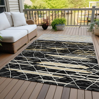 Piper Looms Chantille Stripes ACN1025 Black Machine Washable Area Rug Outdoor Lifestyle Image Feature