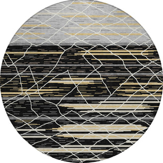Piper Looms Chantille Stripes ACN1025 Black Machine Washable Area Rug Round Main Image