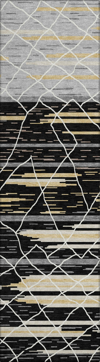 Piper Looms Chantille Stripes ACN1025 Black Machine Washable Area Rug Runner Main Image