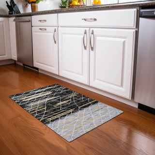 Piper Looms Chantille Stripes ACN1025 Black Machine Washable Area Rug Scatter Lifestyle Image Feature