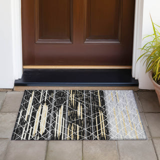 Piper Looms Chantille Stripes ACN1025 Black Machine Washable Area Rug Scatter Outdoor Lifestyle Image Feature