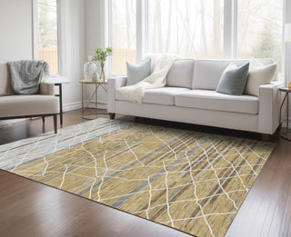 Piper Looms Chantille Stripes ACN1025 Gold Machine Washable Area Rug Lifestyle Image Feature
