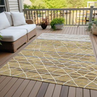 Piper Looms Chantille Stripes ACN1025 Gold Machine Washable Area Rug Outdoor Lifestyle Image Feature