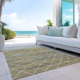 Piper Looms Chantille Stripes ACN1025 Gold Machine Washable Area Rug Outdoor Lifestyle Image Feature
