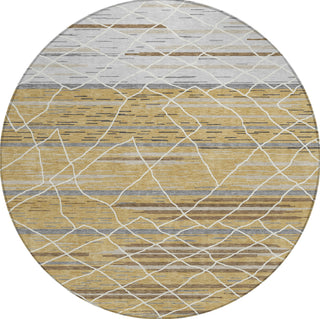Piper Looms Chantille Stripes ACN1025 Gold Machine Washable Area Rug Round Main Image