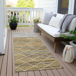 Piper Looms Chantille Stripes ACN1025 Gold Machine Washable Area Rug Runner Outdoor Lifestyle Image Feature