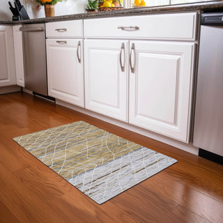 Piper Looms Chantille Stripes ACN1025 Gold Machine Washable Area Rug Scatter Lifestyle Image Feature