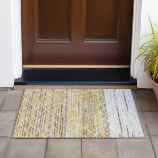 Piper Looms Chantille Stripes ACN1025 Gold Machine Washable Area Rug Scatter Outdoor Lifestyle Image Feature