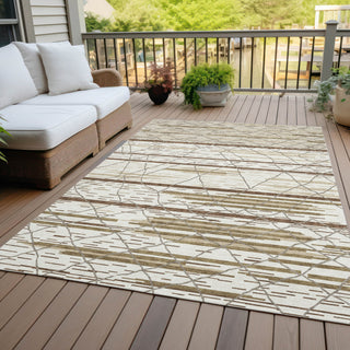 Piper Looms Chantille Stripes ACN1025 Ivory Machine Washable Area Rug Outdoor Lifestyle Image Feature