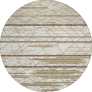 Piper Looms Chantille Stripes ACN1025 Ivory Machine Washable Area Rug Round Main Image
