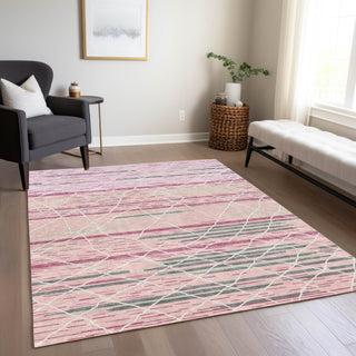 Piper Looms Chantille Stripes ACN1025 Pink Machine Washable Area Rug Lifestyle Image Feature