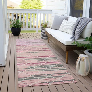 Piper Looms Chantille Stripes ACN1025 Pink Machine Washable Area Rug Runner Outdoor Lifestyle Image Feature