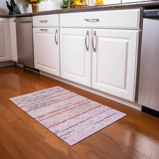 Piper Looms Chantille Stripes ACN1025 Pink Machine Washable Area Rug Scatter Lifestyle Image Feature