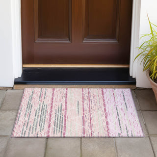 Piper Looms Chantille Stripes ACN1025 Pink Machine Washable Area Rug Scatter Outdoor Lifestyle Image Feature