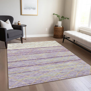 Piper Looms Chantille Stripes ACN1025 Purple Machine Washable Area Rug Lifestyle Image Feature