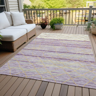 Piper Looms Chantille Stripes ACN1025 Purple Machine Washable Area Rug Outdoor Lifestyle Image Feature
