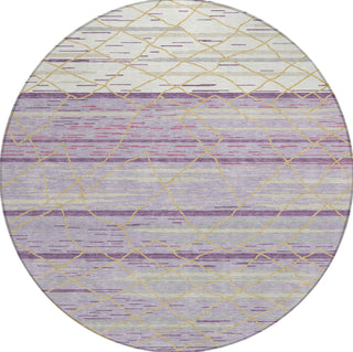 Piper Looms Chantille Stripes ACN1025 Purple Machine Washable Area Rug Round Main Image