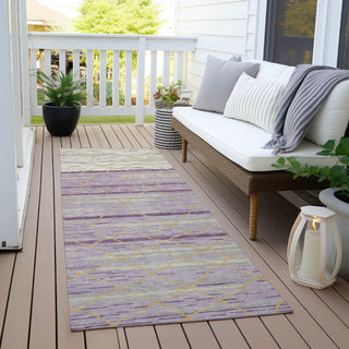 Piper Looms Chantille Stripes ACN1025 Purple Machine Washable Area Rug Runner Outdoor Lifestyle Image Feature