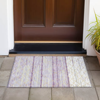 Piper Looms Chantille Stripes ACN1025 Purple Machine Washable Area Rug Scatter Outdoor Lifestyle Image Feature