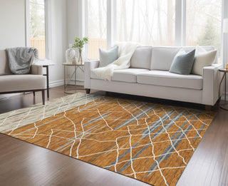 Piper Looms Chantille Stripes ACN1025 Terracotta Machine Washable Area Rug Lifestyle Image Feature