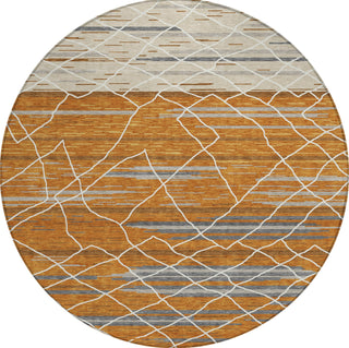 Piper Looms Chantille Stripes ACN1025 Terracotta Machine Washable Area Rug Round Main Image
