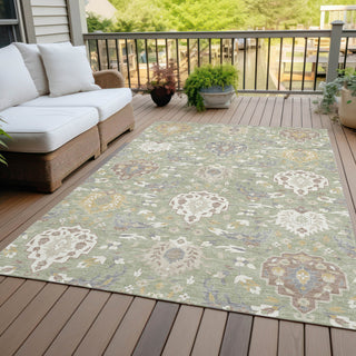 Piper Looms Chantille Damask ACN1026 Aloe Machine Washable Area Rug Outdoor Lifestyle Image Feature