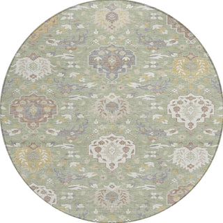 Piper Looms Chantille Damask ACN1026 Aloe Machine Washable Area Rug Round Main Image