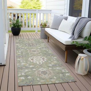 Piper Looms Chantille Damask ACN1026 Aloe Machine Washable Area Rug Runner Outdoor Lifestyle Image Feature