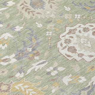 Piper Looms Chantille Damask ACN1026 Aloe Machine Washable Area Rug Swatch Image