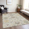 Piper Looms Chantille Damask ACN1026 Beige Machine Washable Area Rug Lifestyle Image Feature