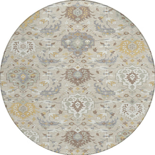 Piper Looms Chantille Damask ACN1026 Beige Machine Washable Area Rug Round Main Image