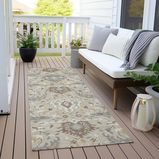 Piper Looms Chantille Damask ACN1026 Beige Machine Washable Area Rug Runner Outdoor Lifestyle Image Feature