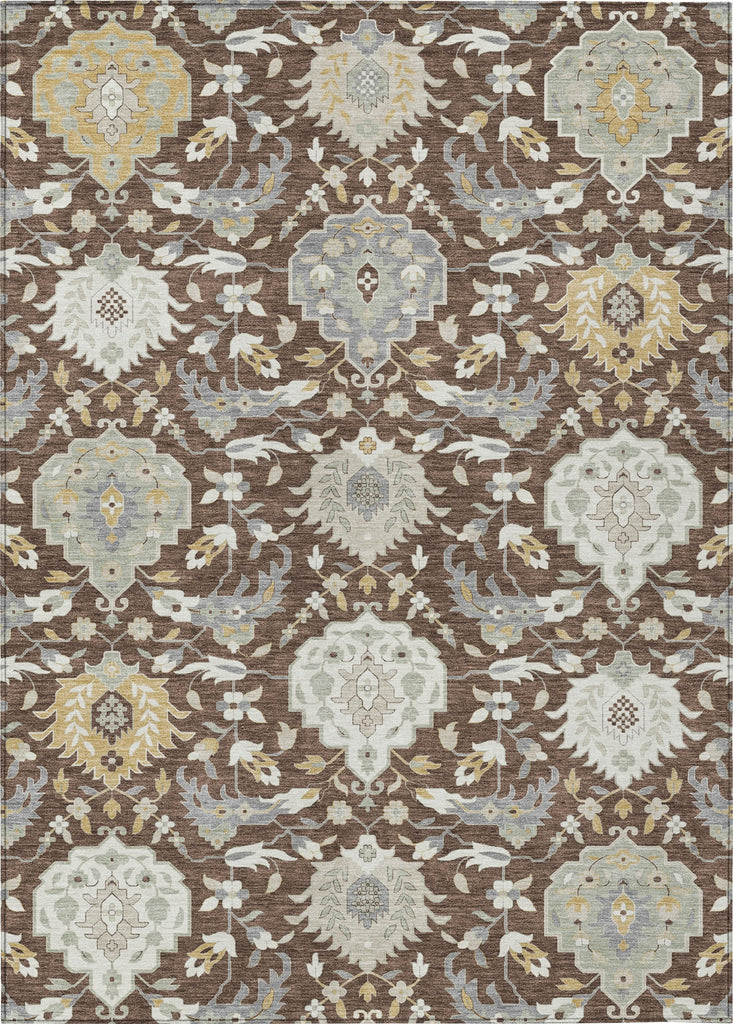 Piper Looms Chantille Damask ACN1026 Brown Machine Washable Area Rug main image