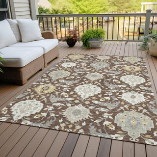 Piper Looms Chantille Damask ACN1026 Brown Machine Washable Area Rug Outdoor Lifestyle Image Feature