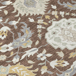 Piper Looms Chantille Damask ACN1026 Brown Machine Washable Area Rug Swatch Image