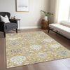 Piper Looms Chantille Damask ACN1026 Gold Machine Washable Area Rug Lifestyle Image Feature