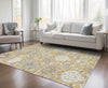 Piper Looms Chantille Damask ACN1026 Gold Machine Washable Area Rug Lifestyle Image Feature