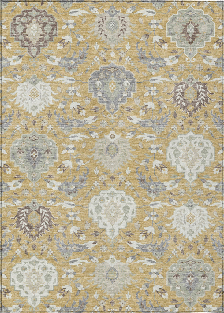 Piper Looms Chantille Damask ACN1026 Gold Machine Washable Area Rug main image