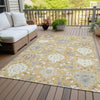 Piper Looms Chantille Damask ACN1026 Gold Machine Washable Area Rug Outdoor Lifestyle Image Feature